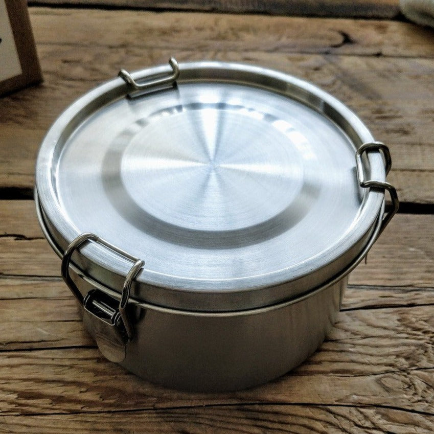round leakproof pot stainless steel clips lunchbox